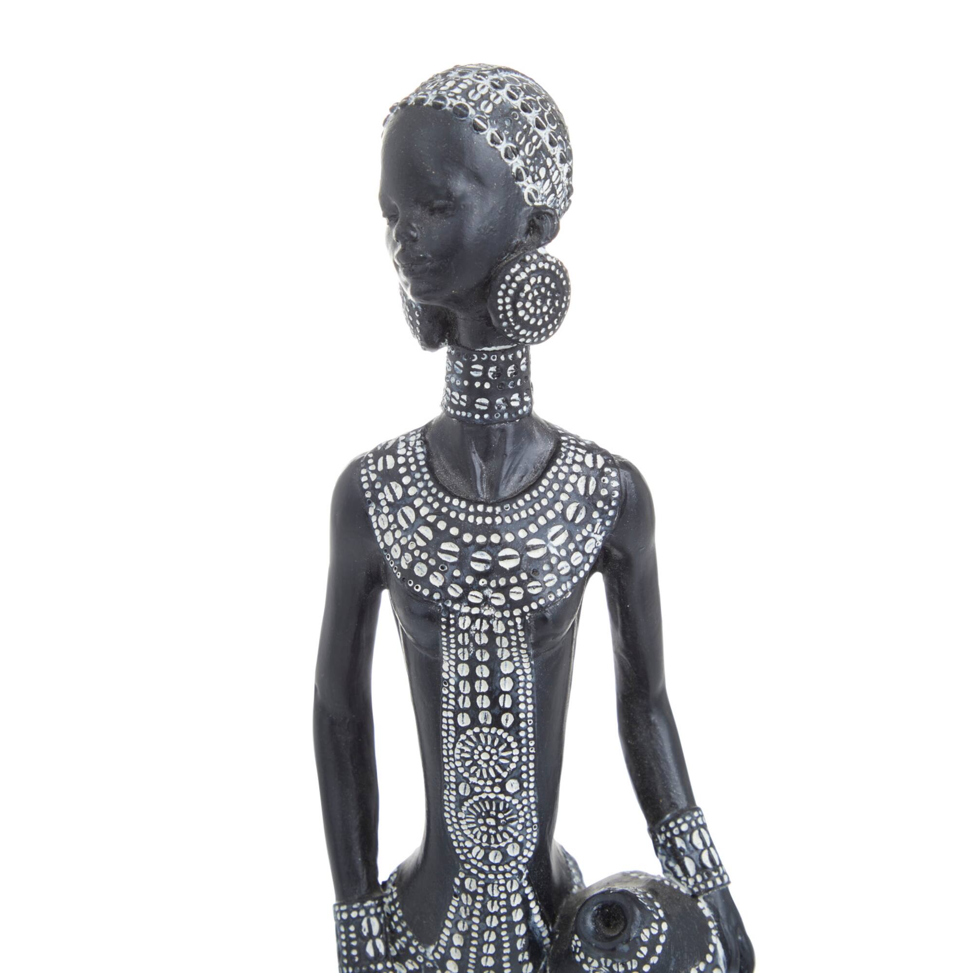 Set of 2 Black Polystone Eclectic Sculptures, 14" x 4" x 3"